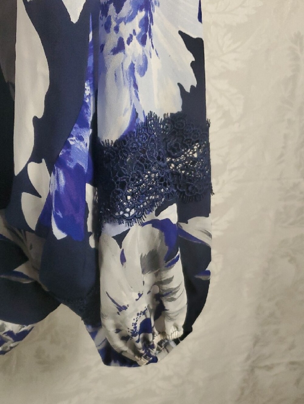 7th Avenue Navy Floral Tie-Front Blouse - Picture 3 of 6